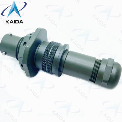 Conector en miniatura de aleación de aluminio con 4 contactos de soldadura de color verde oliva acabado de cadmio MS3114M8-4SN con caparazón hermética