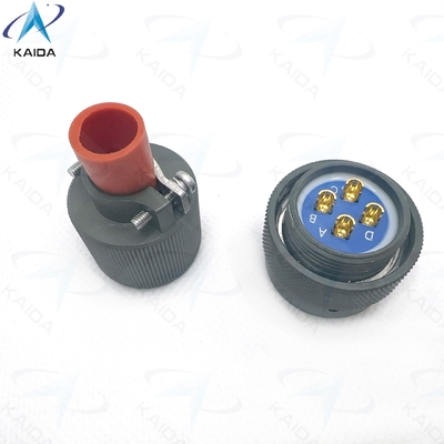 Conector eléctrico circular seguro y duradero -55C a 125C para aplicaciones industriales,Y50EX-1404TK02L,Embuto de la serie Y50EX con sujeción de cable recta,Anodizado con láminas de olivo