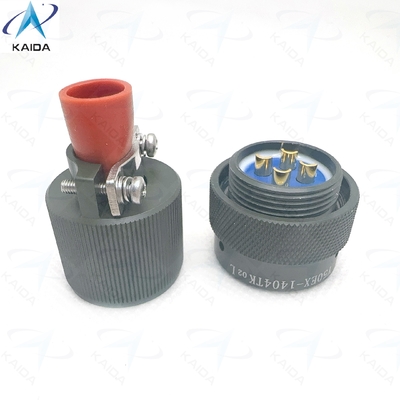 Conector eléctrico circular seguro y duradero -55C a 125C para aplicaciones industriales,Y50EX-1404TK02L,Embuto de la serie Y50EX con sujeción de cable recta,Anodizado con láminas de olivo