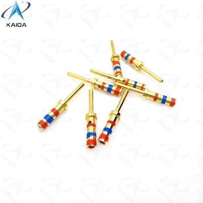 Contacto de aleación de cobre de la serie D38999 con recubrimiento de oro Cumplimiento de los requisitos del cliente.M39029/58-363.20# Contacto de pines.Bandas de color con naranja - azul - naranja
