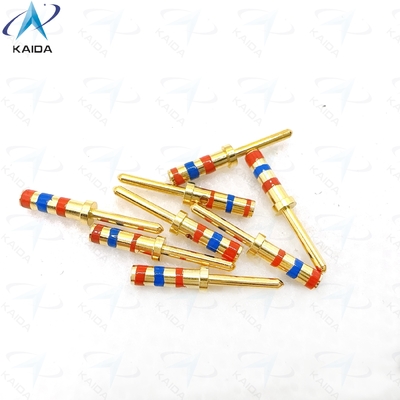 Contacto de aleación de cobre de la serie D38999 con recubrimiento de oro Cumplimiento de los requisitos del cliente.M39029/58-363.20# Contacto de pines.Bandas de color con naranja - azul - naranja
