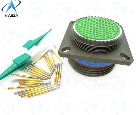 Clasificación de voltaje de 500V MIL-DTL-38999 Serie Ⅲ Acabado de contacto dorado para rendimiento. Carcasa compuesta verde oliva cadmio. D38999/20MJJ35SN 128 Pines hembra