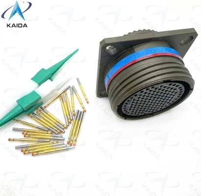 Clasificación de voltaje de 500V MIL-DTL-38999 Serie Ⅲ Acabado de contacto dorado para rendimiento. Carcasa compuesta verde oliva cadmio. D38999/20MJJ35SN 128 Pines hembra
