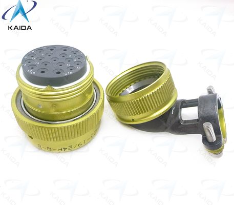 Conector Eléctrico Circular Serie ZH23, Carcasa de Aluminio Anodizado para Aplicaciones Industriales. ZH23-19/24P-8-B con abrazadera de cable en ángulo.