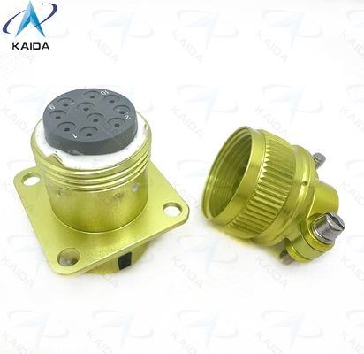 Conector eléctrico circular ZH23-10/18P-2-B con rango de temperatura -55C a 125C. Sujeción de cable recta, aluminio anodizado