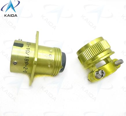 Conector eléctrico circular ZH23-10/18P-2-B con rango de temperatura -55C a 125C. Sujeción de cable recta, aluminio anodizado