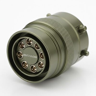 Conector circular personalizado de aluminio MIL DTL 38999 con 8 pines aplicable a los contactos de RF.J599-T-21-8-JC400