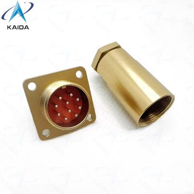 Conector Estándar Ruso Serie PC PC-10ZJ Receptáculo de Brida Cuadrada de 10 Contactos. Aleación de Aluminio, Acabado Cromado. PC-10ZB.