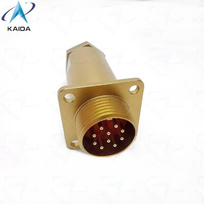 Conector Estándar Ruso Serie PC PC-10ZJ Receptáculo de Brida Cuadrada de 10 Contactos. Aleación de Aluminio, Acabado Cromado. PC-10ZB.