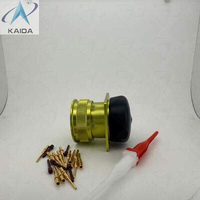 Conector de acoplamiento de bayoneta tipo contacto de crimpado ZH23-32/27B-1-B. ZH23-32/27B-1-B. Aluminio con revestimiento anodizado amarillo