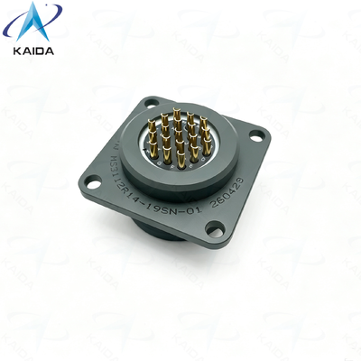 Conector circular MIL-DTL-26482 Serie Ⅰ con contacto de soldadura, 500V de tensión nominal. Conector hembra de brida cuadrada personalizado. MS3112R14-19SN-01