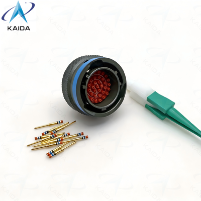 Conector eléctrico de 31 pines MIL DTL 38999 Serie II. MS27484T14B35P. Enchufe recta. MS27484T14B35P. Cadmio verde oliva